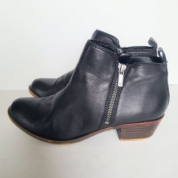 Lucky Brand Basel Black Leather Ankle Booties Size 7.5 - Picture 10 of 13